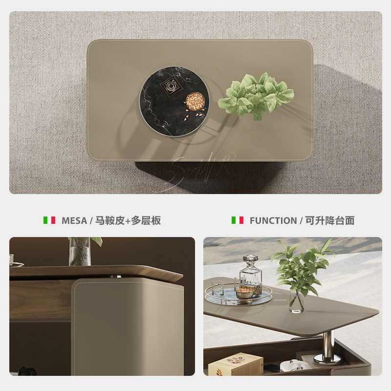 萨尼莱意式轻奢移动茶几家用客厅沙发边几可升降多功能小推车边柜,淘宝优惠券,粉丝福利购,淘宝优惠卷