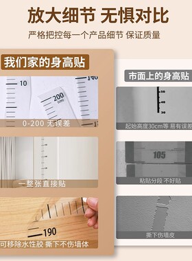 身高测量墙贴透明身高贴可移除不伤墙儿童测量身高神器精准身高尺