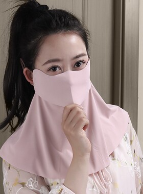 防晒面罩防紫外线护颈可喝水口罩2025新款开口透气遮阳骑行纱