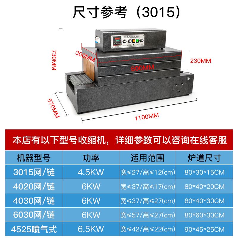 收缩机全自动热收缩膜包装机3015网式封膜机包装盒热收缩膜塑封机 - 图1