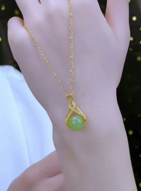 网红绿色珠珠福袋钛钢项链女