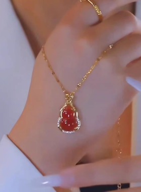 新款高级感红色葫芦福禄锁骨链