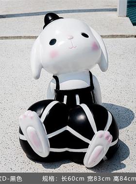 新年生肖卡通兔子玻璃钢雕塑商场庭院幼儿园可爱动物元旦吉祥摆件