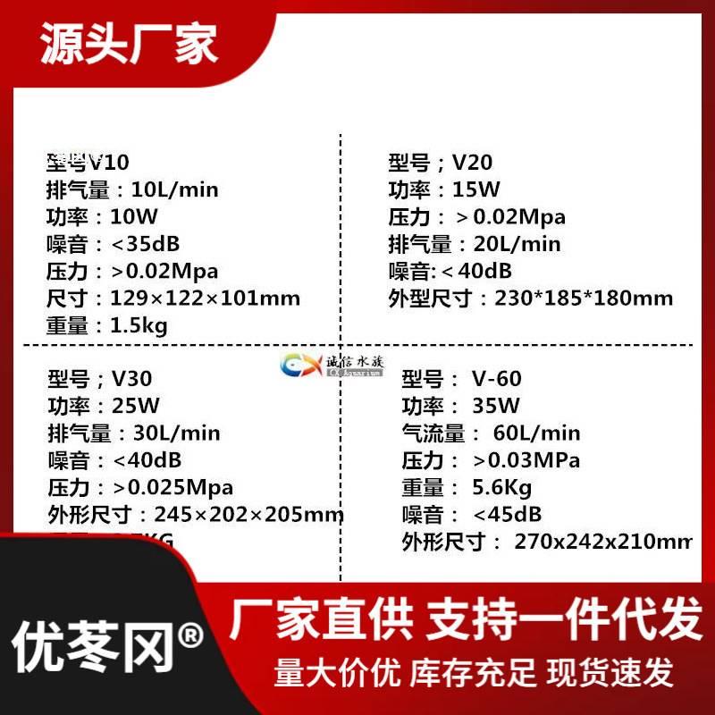 海利超鱼缸增V气泵功V10V203XHY鱼0V60大率增氧泵打氧机鱼池缸 - 图0