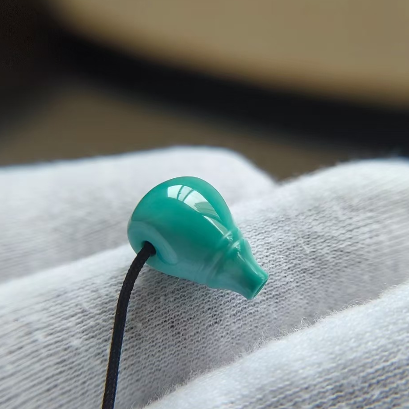 天然绿松石三通佛头散珠高瓷丫角山果冻料项链手串diy配饰件 - 图1