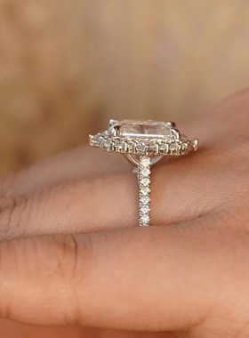 时尚奢华方形镶锆石戒指