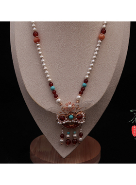 新年醒狮古风珍珠流苏项圈