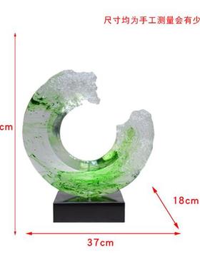 现代简约透明树脂摆件酒店客厅玄关高级感雕塑创意家居软装置饰品