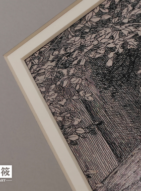 东筱ART十七世纪欧洲古董版画黑白素描复古相框画芯卡纸装裱 小熊