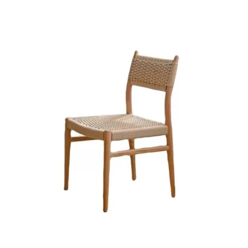 麦田椅中复古实木餐桌椅家用绳藤编靠背椅子设计师小户型极简凳子 - 图3