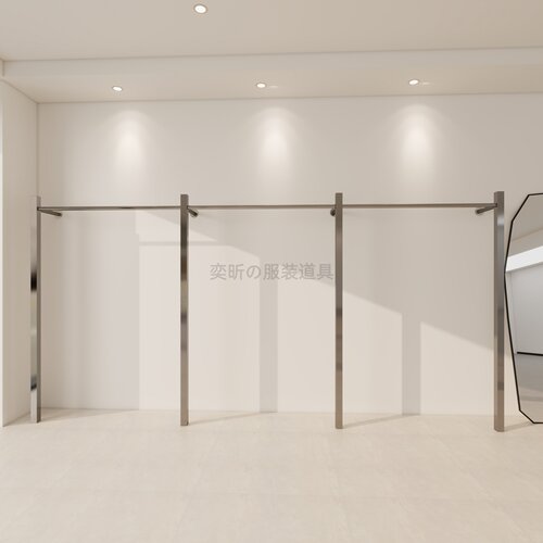 女装店挂衣架上墙现代简约不锈钢服装展示架落地式可拆装定制衣架 - 图2