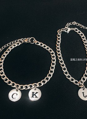 定制姓名字母手链潮男个性手饰手环女饰品情侣百搭可调节礼物学生