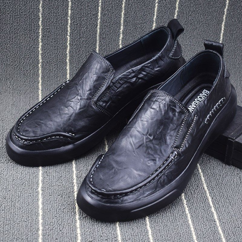 外贸头层牛皮男鞋新品男士真皮商务休闲皮鞋百搭套脚软底软面鞋子,淘宝优惠券,粉丝福利购,淘宝优惠卷