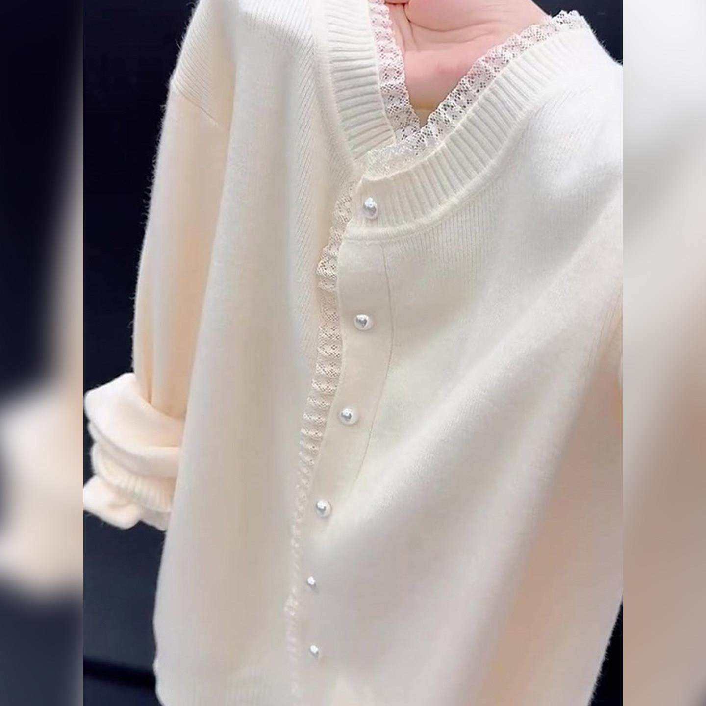 杏色圆领长袖针织衫女2025秋季新款减龄开衫亲肤百搭毛衣外搭上衣,淘宝优惠券,粉丝福利购,淘宝优惠卷