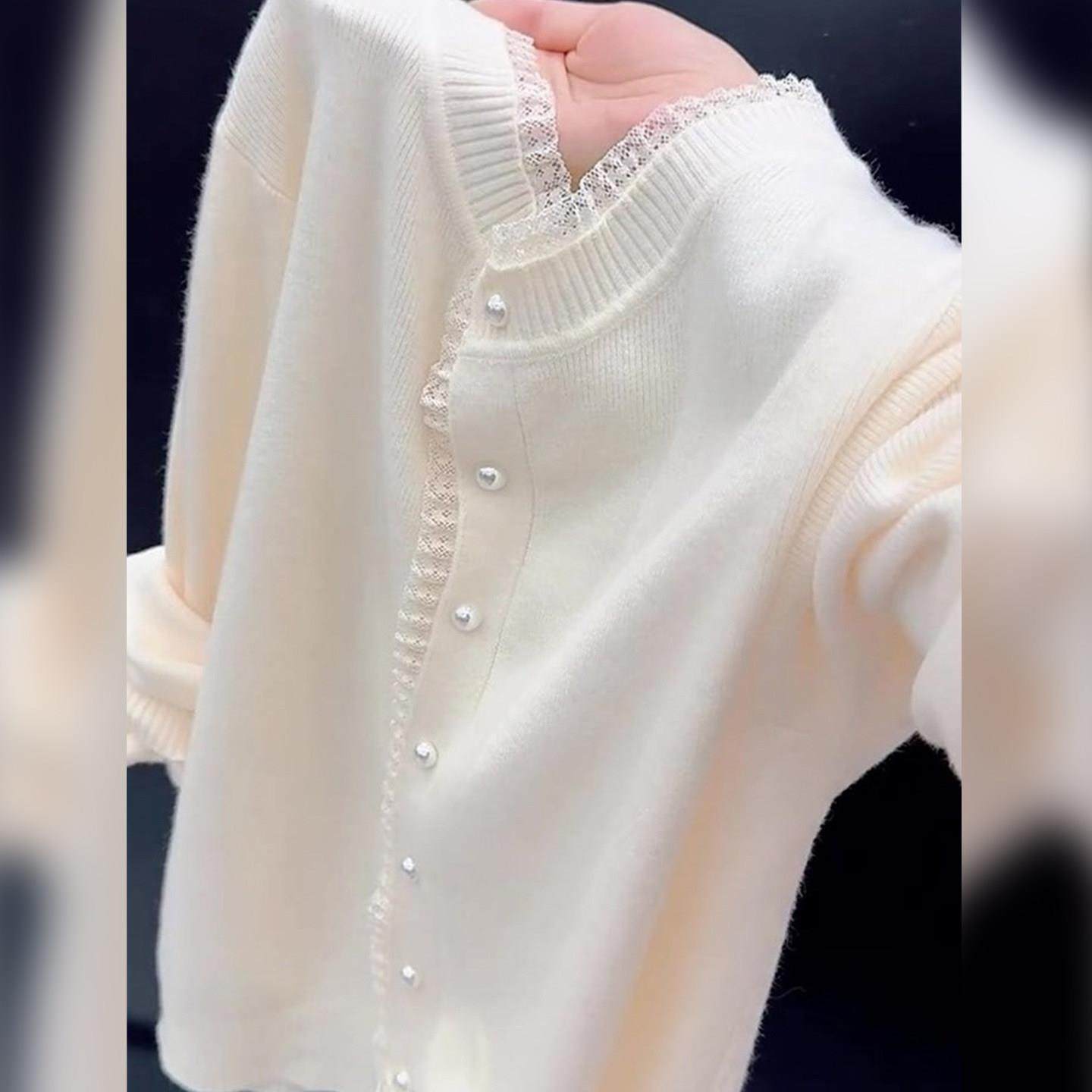 杏色圆领长袖针织衫女2025秋季新款减龄开衫亲肤百搭毛衣外搭上衣,淘宝优惠券,粉丝福利购,淘宝优惠卷