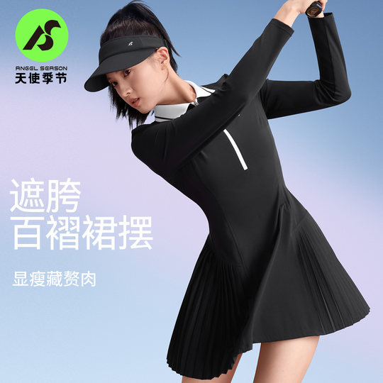 Angel Season Long Sleeve Tennis Dress Women's 2025 New Autumn and Winter Beautiful Badminton Tennis Wear Sports Skirt