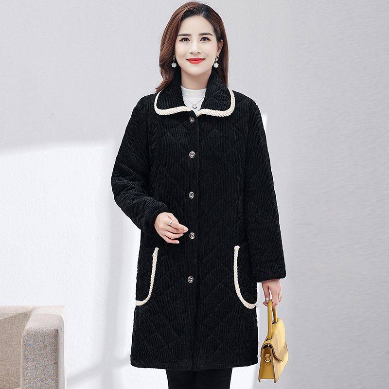 四川省服翻领罩衣女外穿保暖棉大衣洋气妈妈冬装加绒加厚棉衣外套,淘宝优惠券,粉丝福利购,淘宝优惠卷