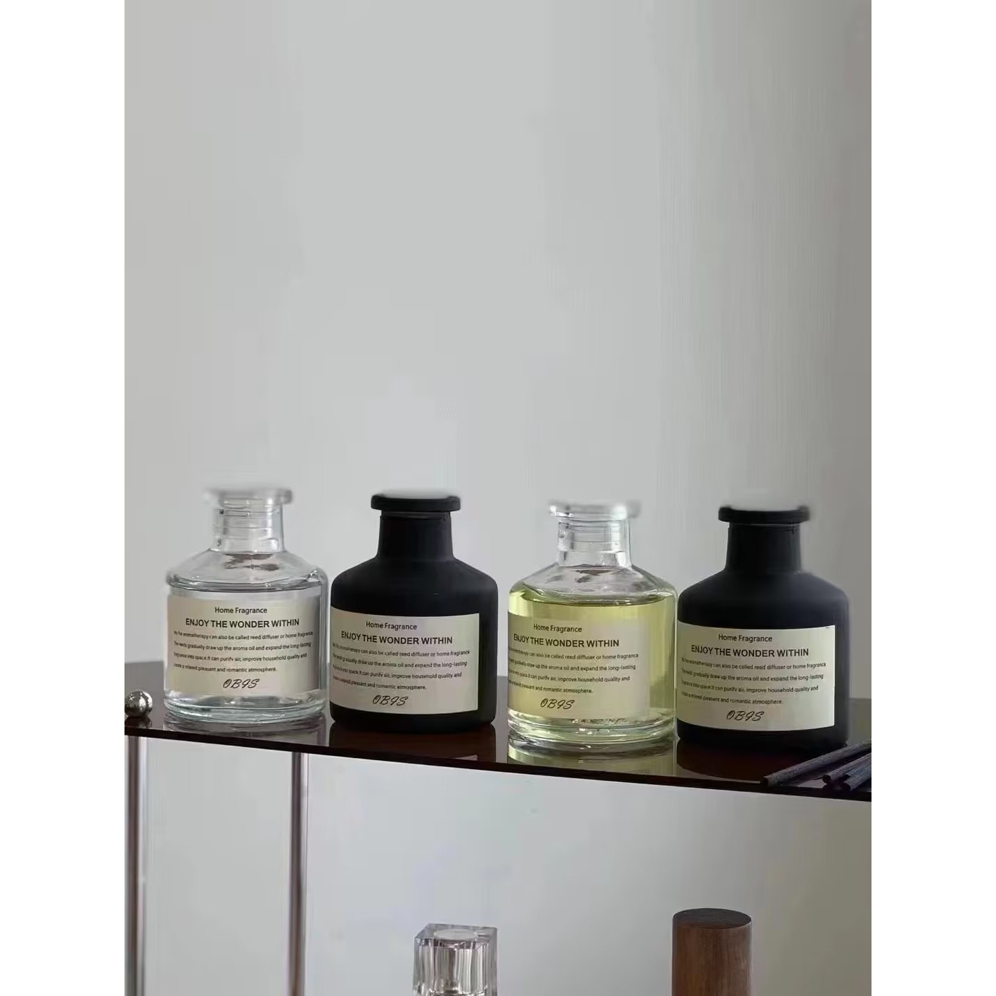 黑白瓶香薰精油透明瓶家居卧室香薰精油香水持久扩香简约