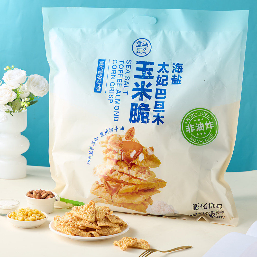 【李佳琦直播间】盒马MAX 海盐太妃巴旦木玉米脆 480g