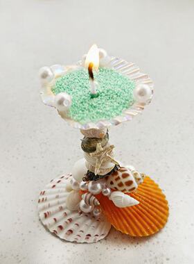 贝壳香薰烛台DIY材料包贝壳蜡烛海洋风贝壳首饰架diy手工材料包