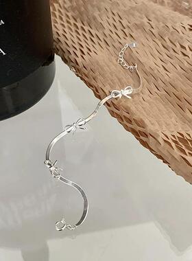 「芭蕾少女」s999纯银蛇骨链蝴蝶结手链女生轻奢小众精致生日礼物