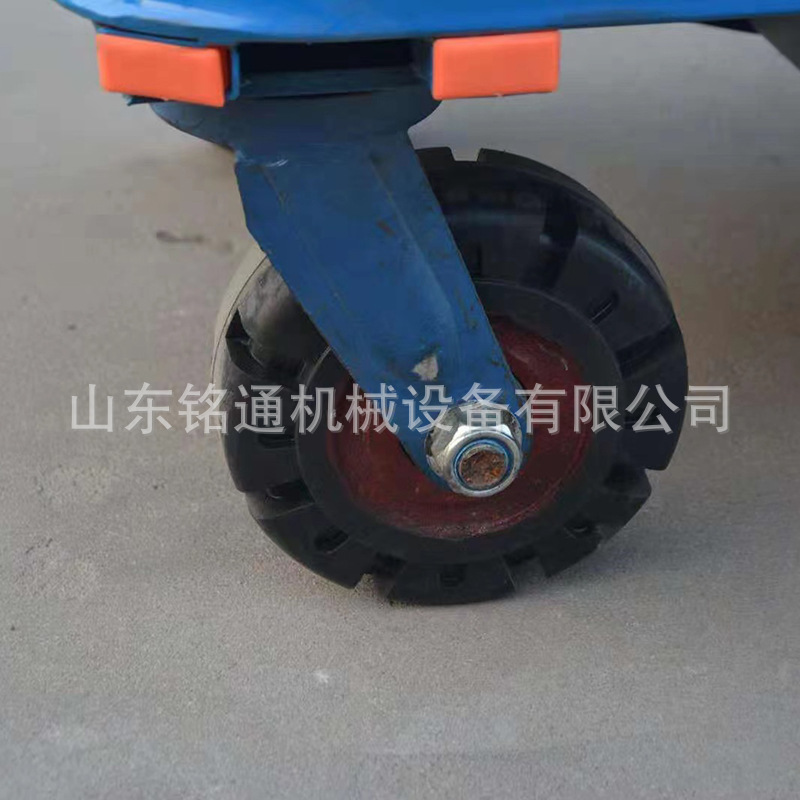 档口物流手扶式电动平板车加厚钢板板车 家用四轮拉货搬运车 - 图1