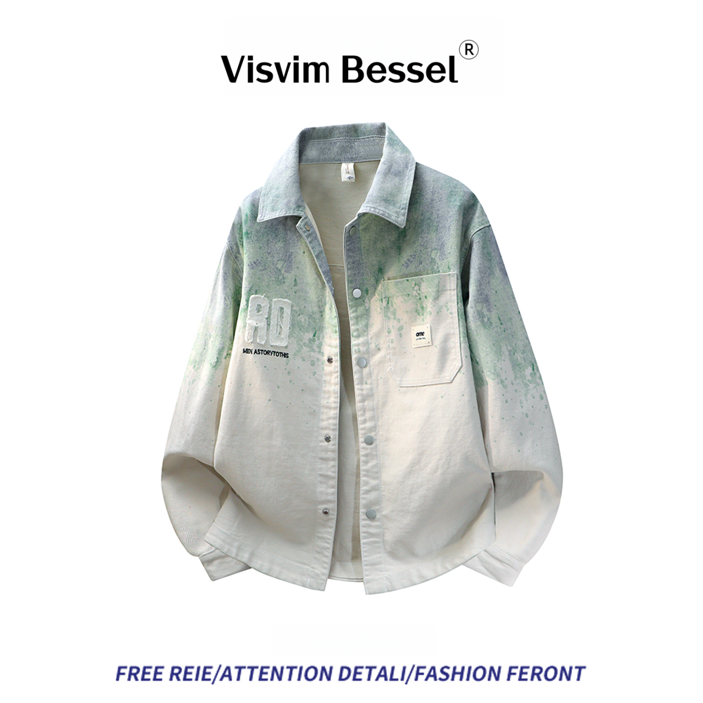 VISVIM BESSEL高端渐变牛仔夹克潮流开衫长袖衬衫男宽松翻领外套,淘宝优惠券,粉丝福利购,淘宝优惠卷