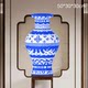 Tiny particle educational blue and white porcelain potted building block ornaments