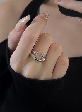 棉左女ins晴天笑脸简约少女戒指