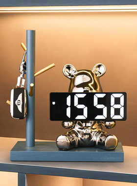 创意轻奢数字智能桌面台式钟表家居客厅卧室摆放电子钟台钟小摆件