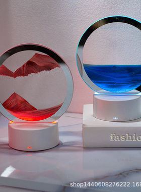 3d玻璃流沙画摆件礼物夜灯台灯usb插电客厅家居摆件少少女礼物