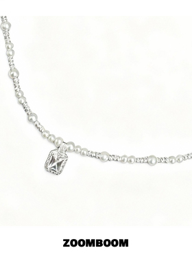 ZOOMBOOM 贝珠方闪钻项链女气质日韩甜美百搭锁骨链