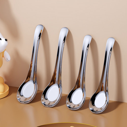 304不锈钢勺子家用餐勺儿童勺网红个性大号成人喝汤匙子长柄铁羹 - 图2