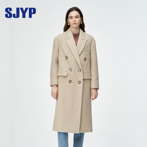 【2023冬季新款】韩国SJYP高级感长款羊毛混纺呢子大衣外套