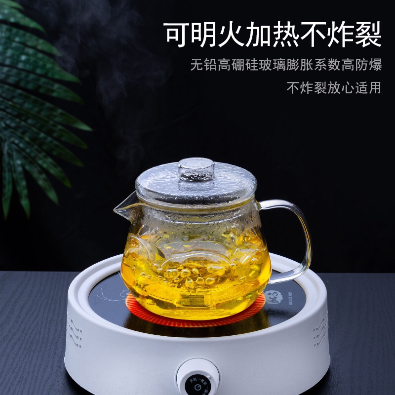 玻璃茶壶单壶耐高温加厚茶水分离茶具家用小花茶煮茶器泡茶壶套装