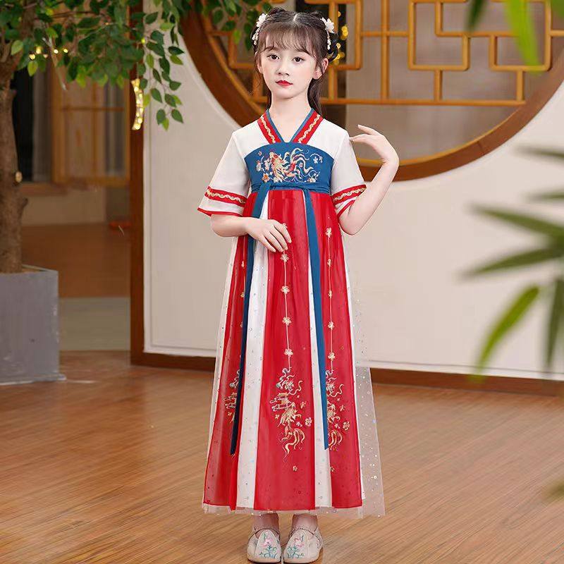 童新款儿童国学服开笔礼书童汉服夏季古装中唐装女薄款演出服,淘宝优惠券,粉丝福利购,淘宝优惠卷