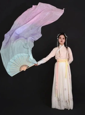 梦幻舞蹈扇子古风跳舞加长浅色