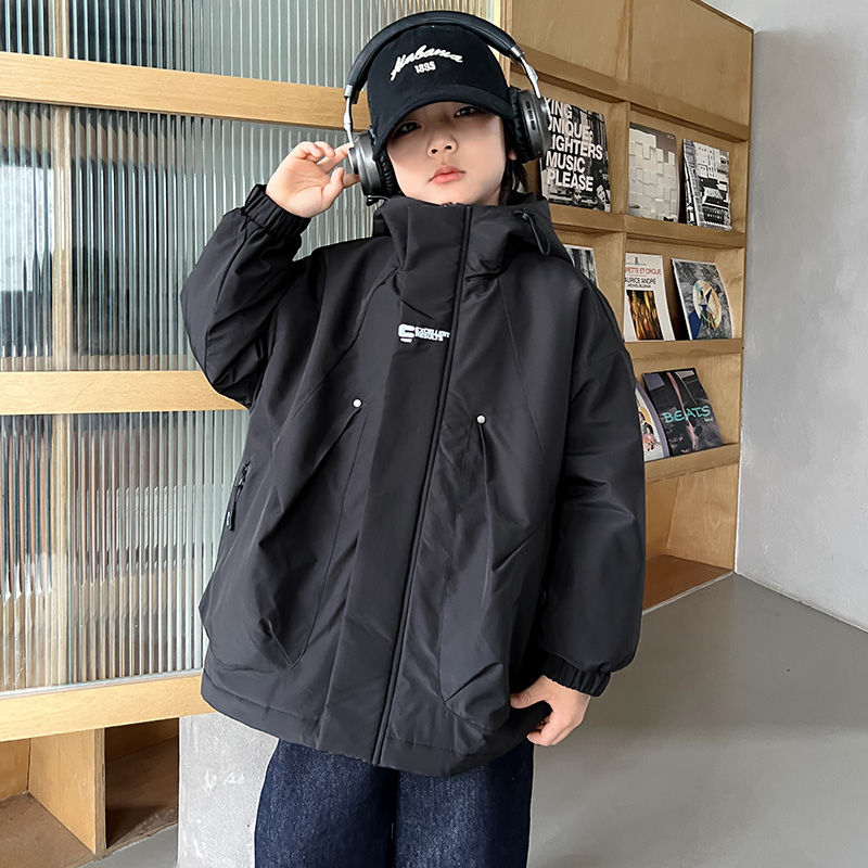 男童外套秋冬款中大童夹棉加厚冲锋棉衣男孩冬装派克服儿童棉服酷
