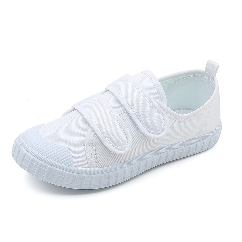 儿童帆布鞋女童小白鞋男童运动鞋白布鞋幼儿园室内小学生白色球鞋 - 图3