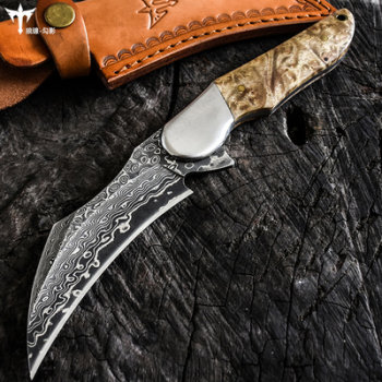 ຮູບແບບເຫຼັກ Damascus steel dagger ພາກສະຫນາມມີດປ້ອງກັນຕົນເອງອາວຸດເຢັນ clip steel core Vg10 ມີດກອງທັບສະວິດ