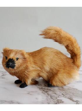 堂口黄家真身黄皮子仿真黄鼠狼黄鼬橱窗摆设道具手工毛绒兔毛摆件