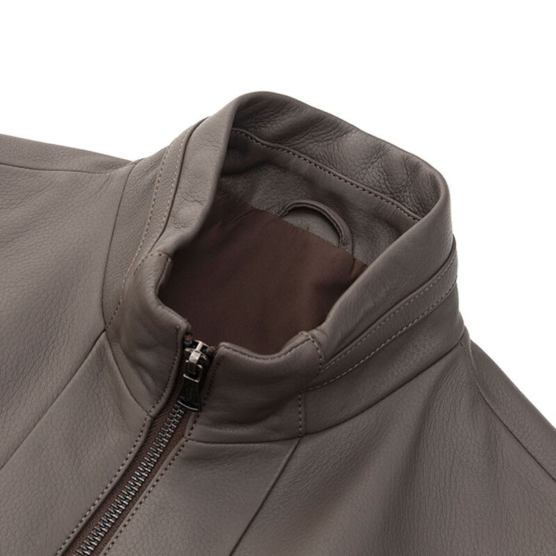LIU·JOUOMO重工浅棕色短款保暖真皮夹克男外套09111216012