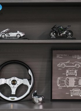 轻奢高档儿童房摆件现代简约软装方向盘赛车主题样板间书柜装饰品