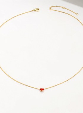 厂家直下套链小清新锁骨链2023夏季配饰日韩爱心项链Y红色滴油桃