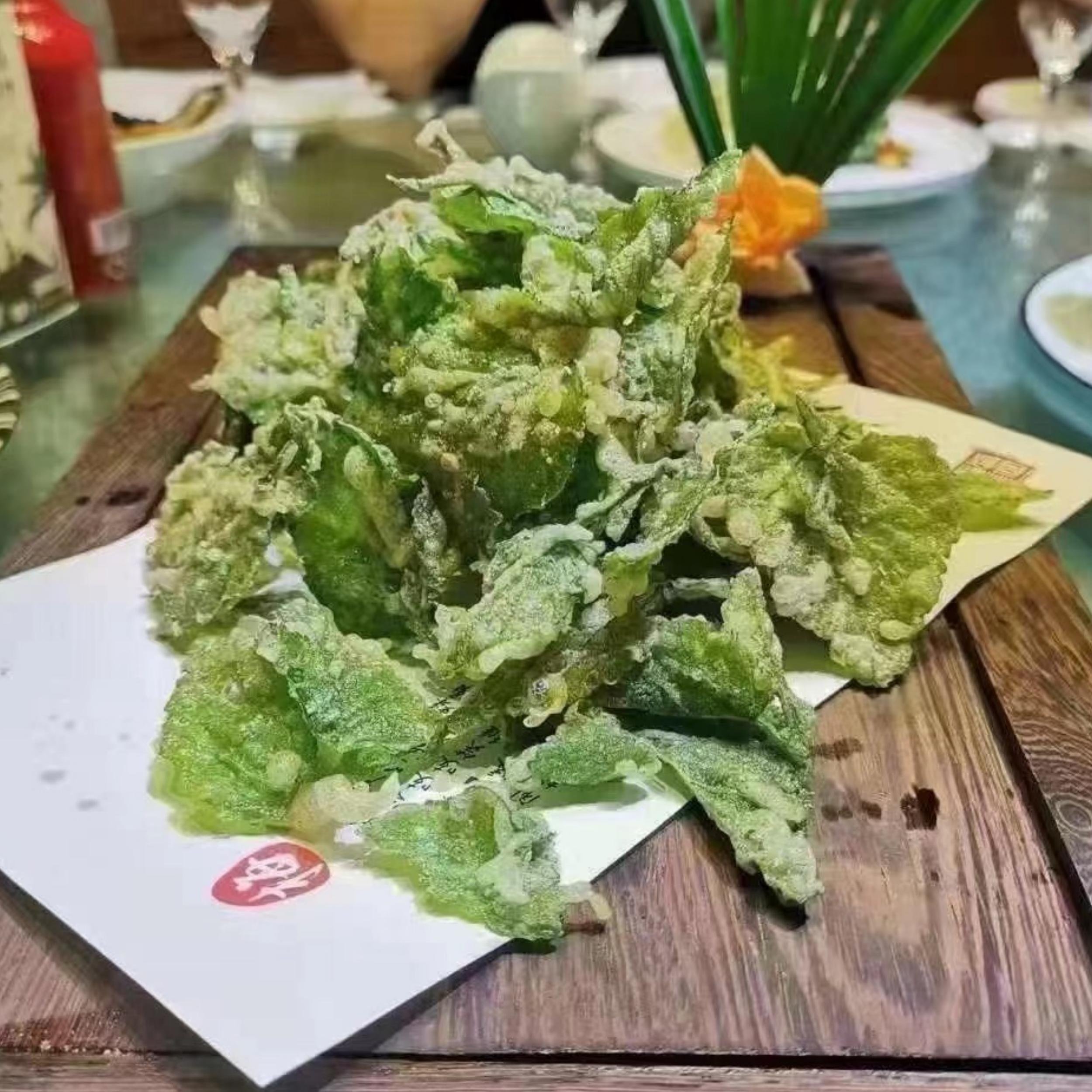 天妇罗脆叶108g香酥翠叶新鲜桑叶裹粉油炸半成品点心小吃饭店商用-图2