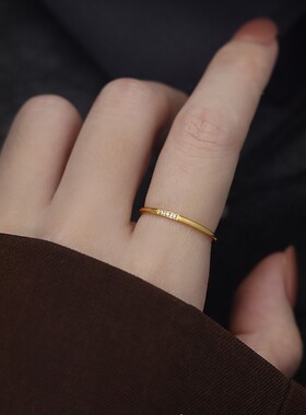 新款时尚圆线圈一粒钻戒指镀18K金色轻奢冷淡风钛钢戒指女