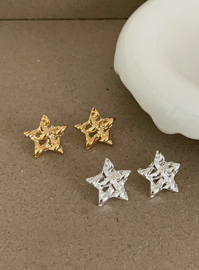 不规则星星耳环金属简约女