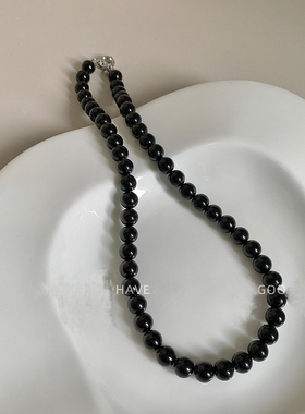 韩国fever同款黑珍珠项链女2024新款爆款轻奢高级感锁骨链颈链