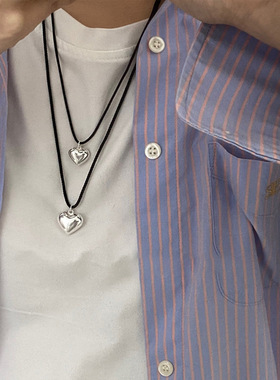 爱心项链RONERAI编织绳吊坠女