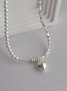 碎银子项链珍珠锁骨链女合金